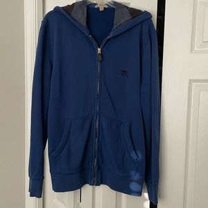 Blue mens Burberry zip up hoodie
